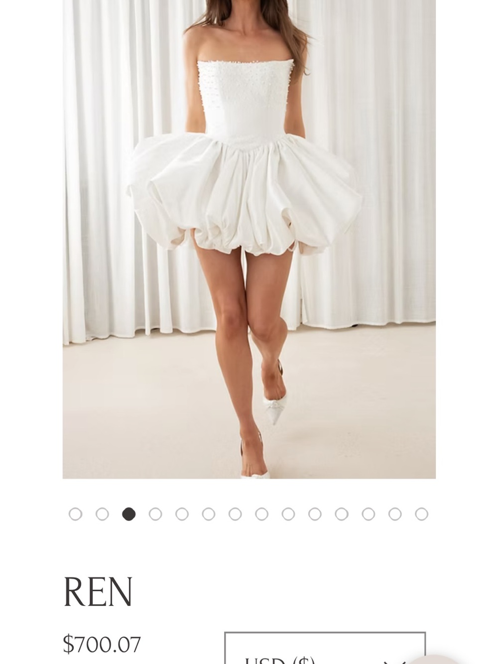 REN White Strapless Bubble Mini Dress